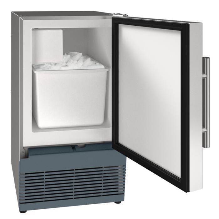 U Line - Ice Maker 15'' Reversible Hinge Stainless Solid 115v - Stainless