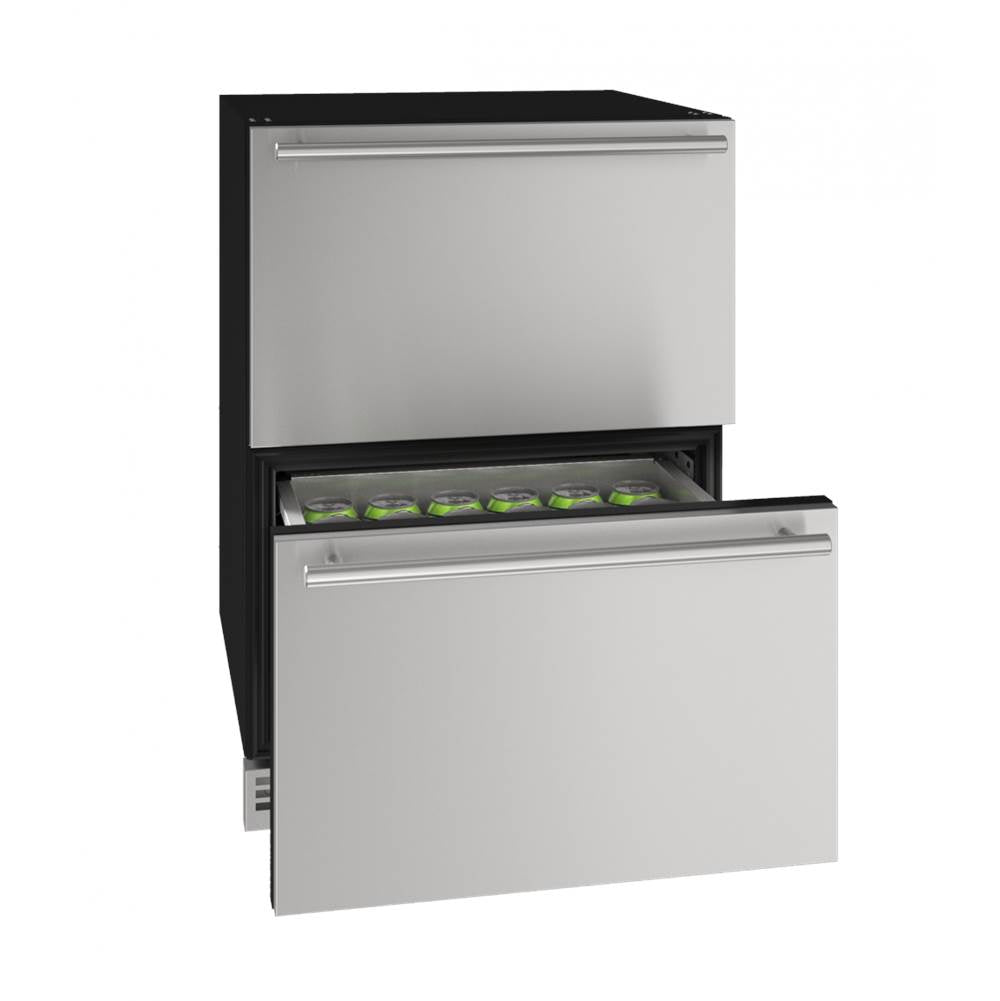 U Line - Refrigerator Drawers 24'' Stainless Solid 115v - Stainless