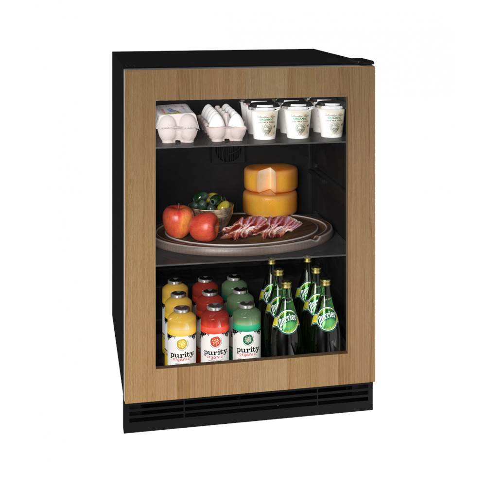 U Line - Glass Refrigerator 24'' Reversible Hinge Integrated Frame 115v - Integrated Frame