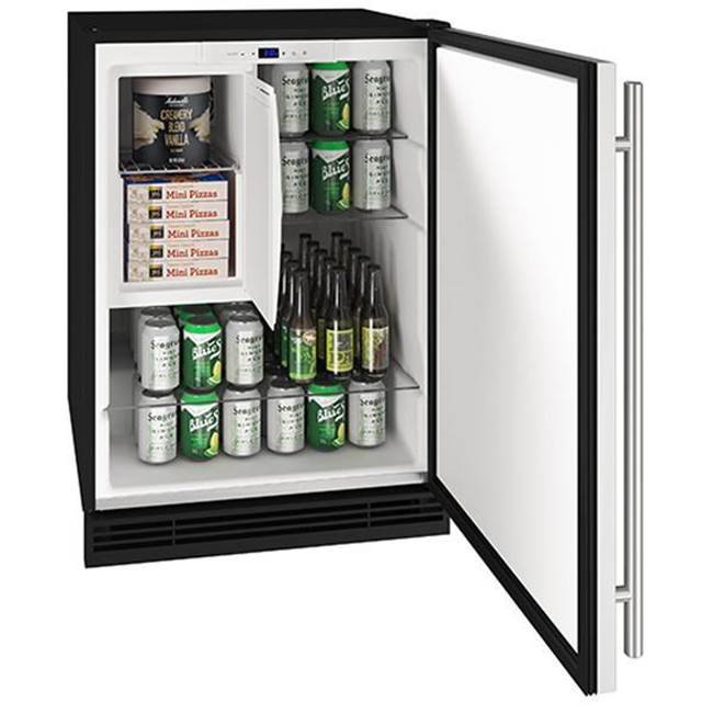U Line - Refrigerator Freezer 24'' Reversible Hinge Stainless Solid 115v - Stainless
