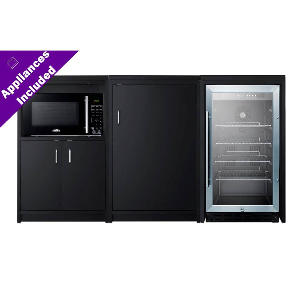 64'' Wide Casework Suite with Beverage Center and Microwave, ADA Height