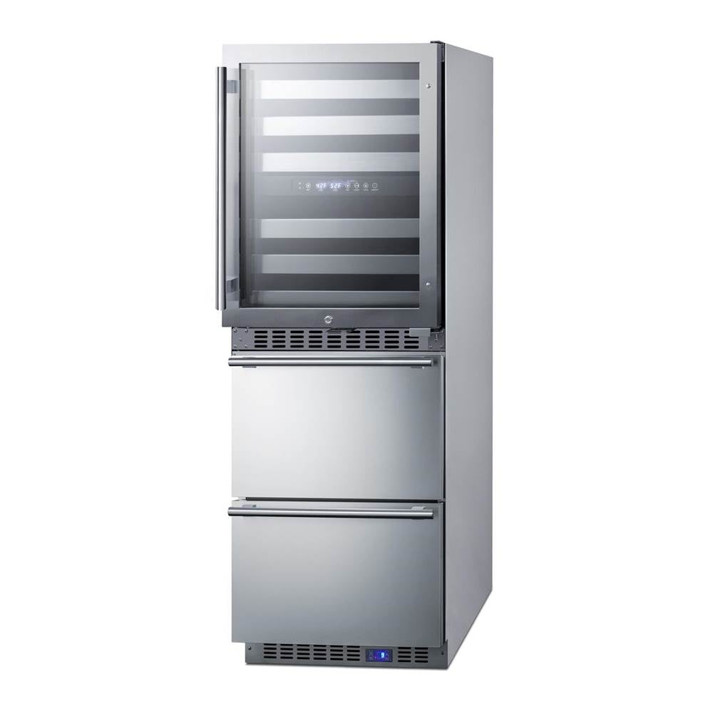 24'' Wide Combination Dual-Zone Wine Cellar and 2-Drawer All-Freezer