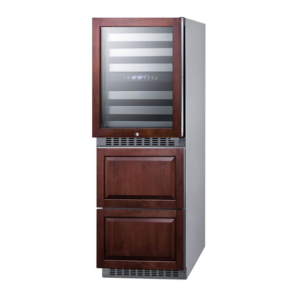 24'' Wide Combination Dual-Zone Wine Cellar and 2-Drawer Refrigerator-Freezer (Panels Not Included)
