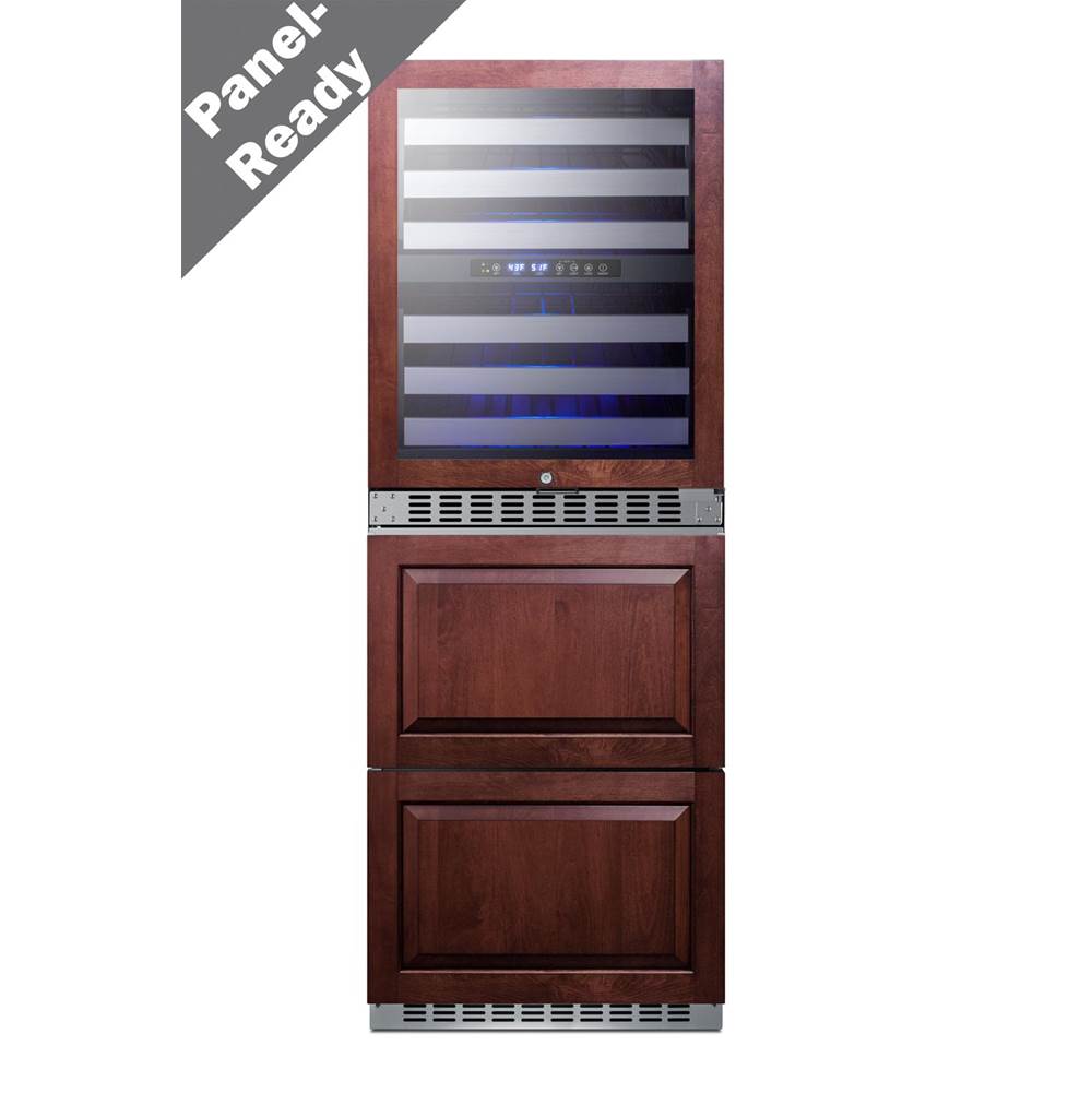 Summit Appliance - 24'' Wide Combination Dual-Zone Wine Cellar and 2-Drawer Refrigerator-Freezer (Panels Not Included)