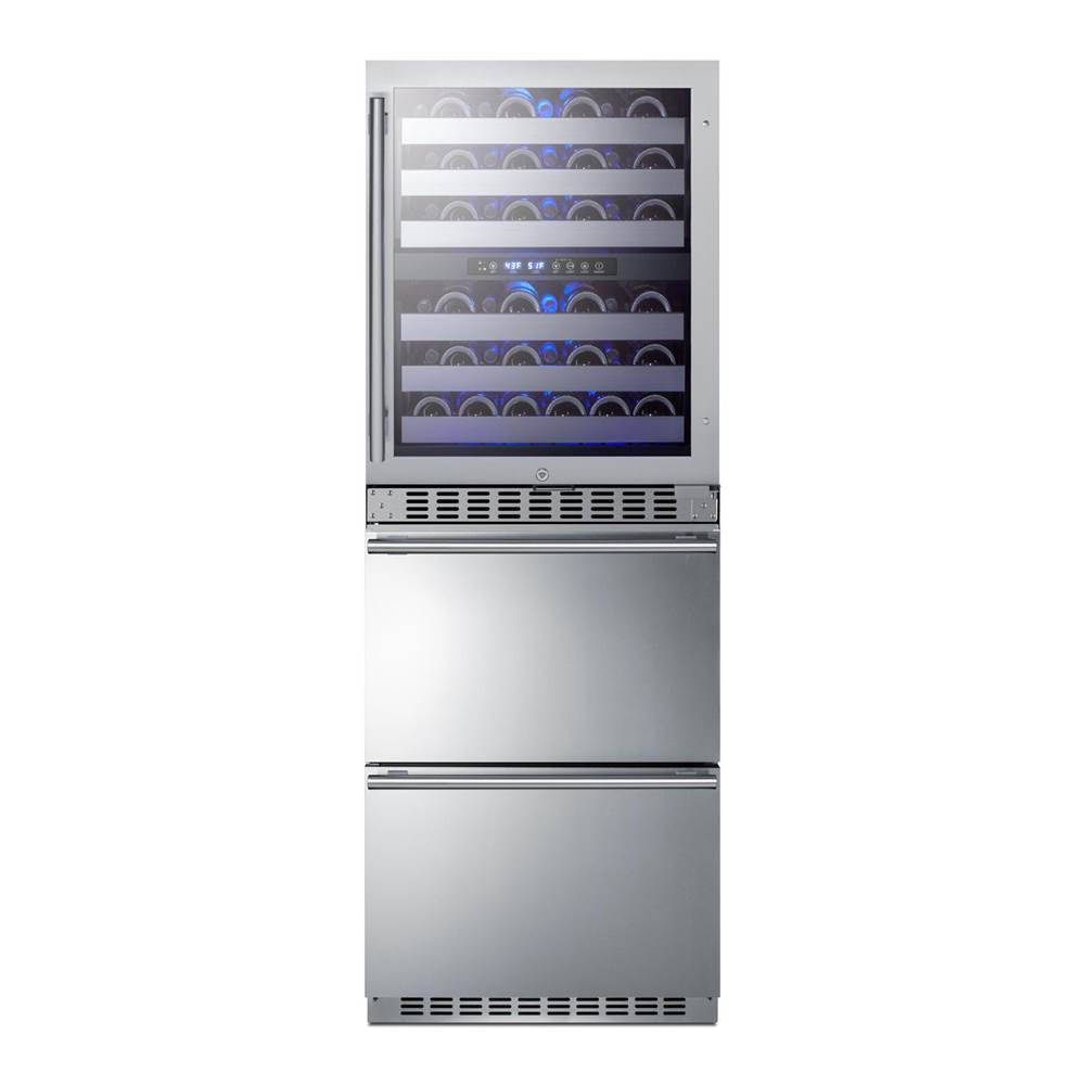 24'' Wide Combination Dual-Zone Wine Cellar and 2-Drawer Refrigerator-Freezer