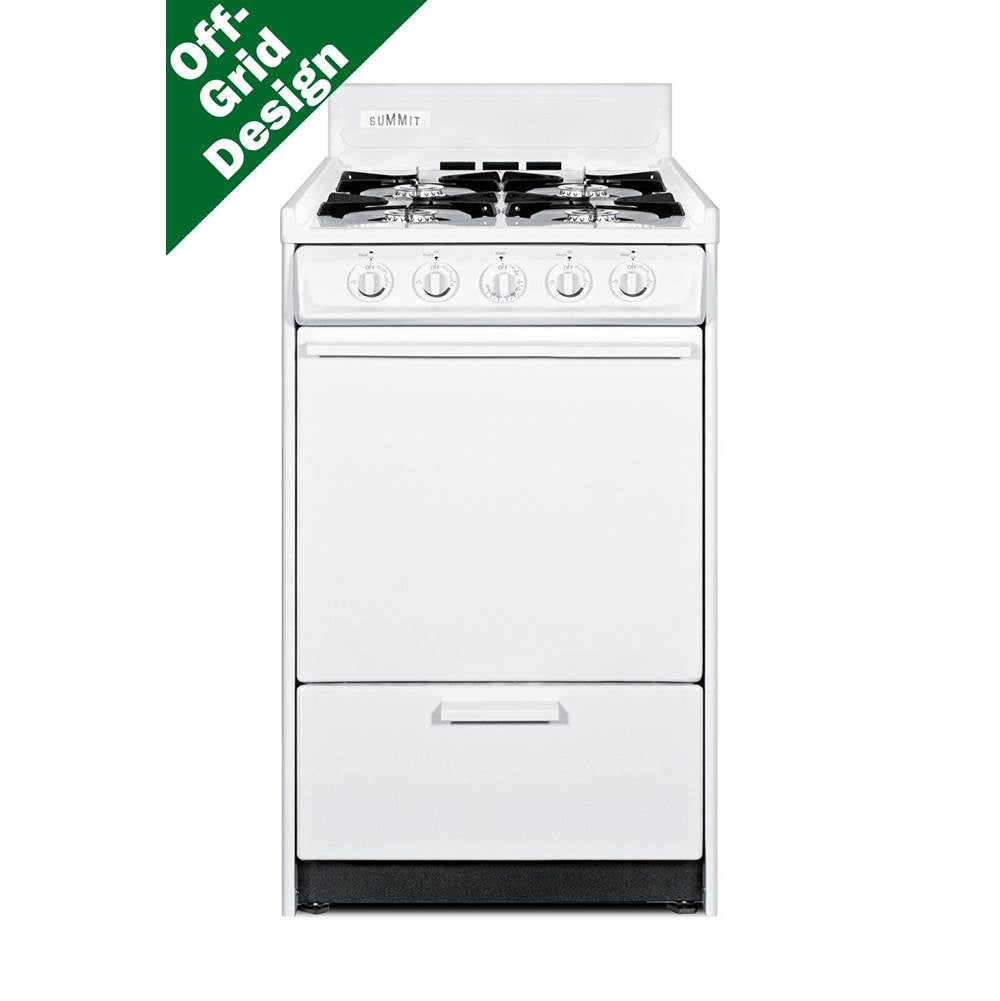 Summit Appliance - 20'' Wide Propane Gas Range, Battery Start