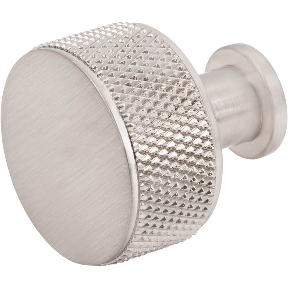 Beliza Cylinder Knurled Knob 1 Inch Brushed Satin Nickel