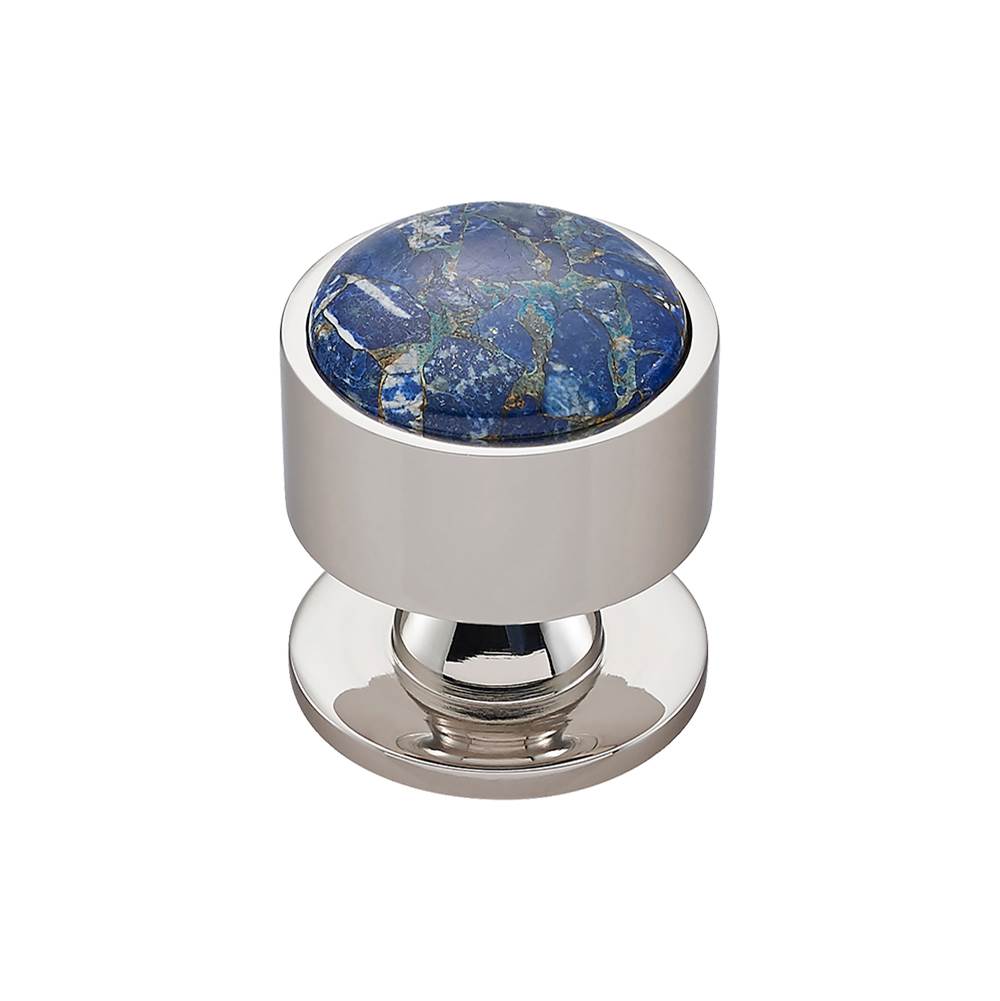 Vesta - FireSky Mohave Lapis Knob 1 3/8 Inch Polished Nickel Base - Polished Nickel