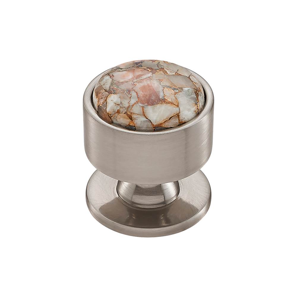 Vesta - FireSky Mohave Yellow Knob 1 3/8 Inch Brushed Satin Nickel Base - Brushed Satin Nickel