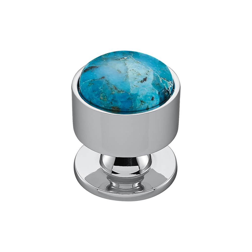 Vesta - FireSky Mohave Turquoise Knob 1 3/8 Inch Polished Chrome Base - Polished Chrome