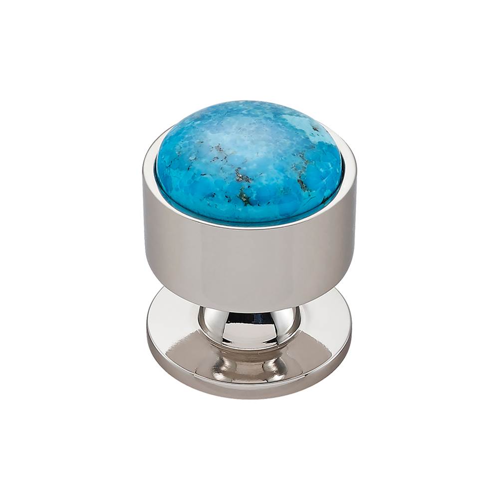 Vesta - FireSky Mohave Turquoise Knob 1 3/8 Inch Polished Nickel Base - Polished Nickel
