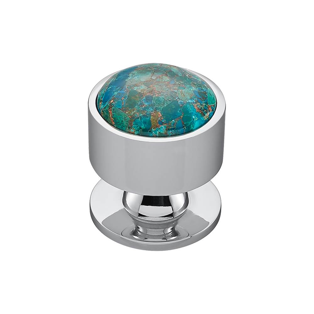 Vesta - FireSky Mohave Blue Knob 1 3/8 Inch Polished Chrome Base - Polished Chrome