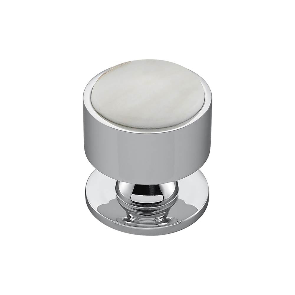 Vesta - FireSky Calacatta Gold Knob 1 3/8 Inch Polished Chrome Base - Polished Chrome