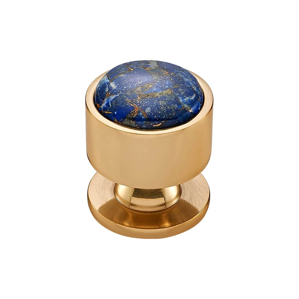 Vesta - FireSky Mohave Lapis Knob 1 1/8 Inch Polished Brass Base - Polished Brass
