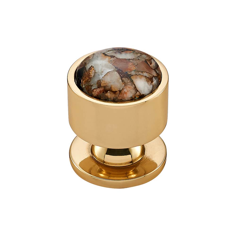 Vesta - FireSky Mohave Yellow Knob 1 1/8 Inch Polished Brass Base - Polished Brass