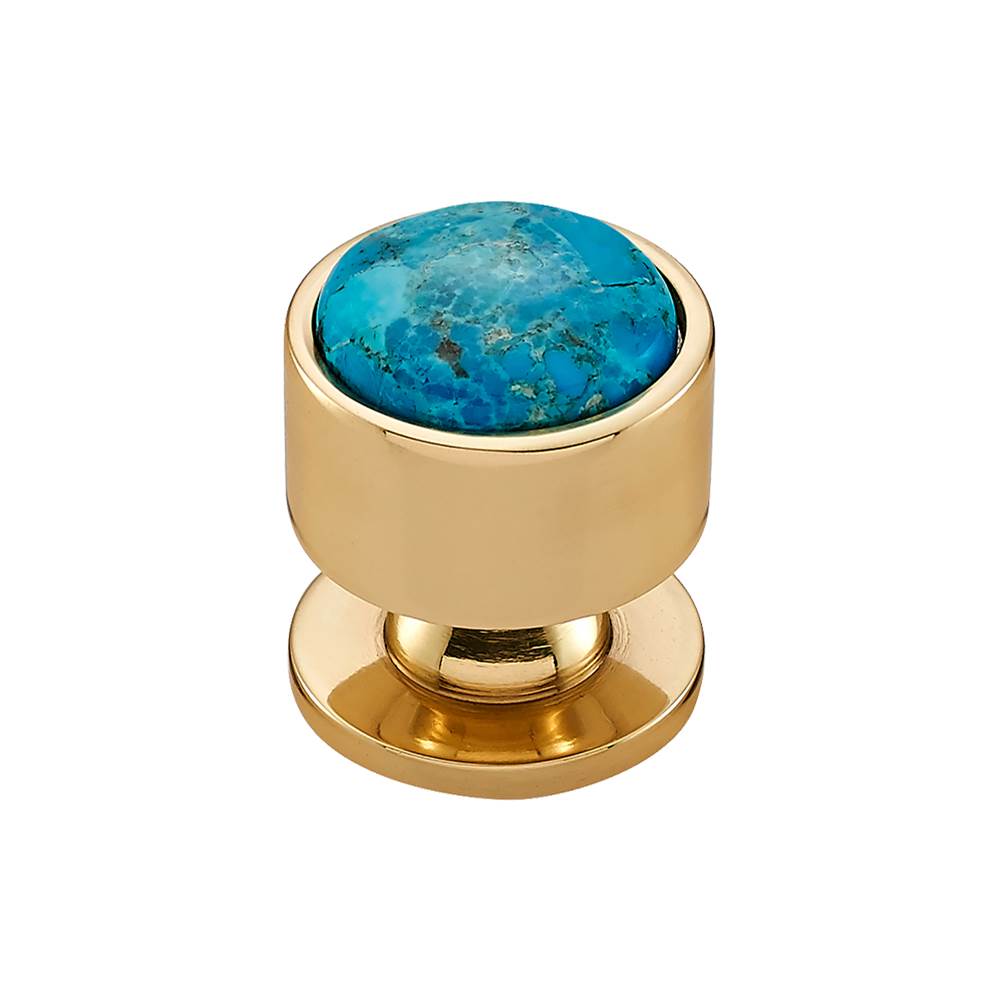 Vesta - FireSky Mohave Turquoise Knob 1 1/8 Inch Polished Brass Base - Polished Brass