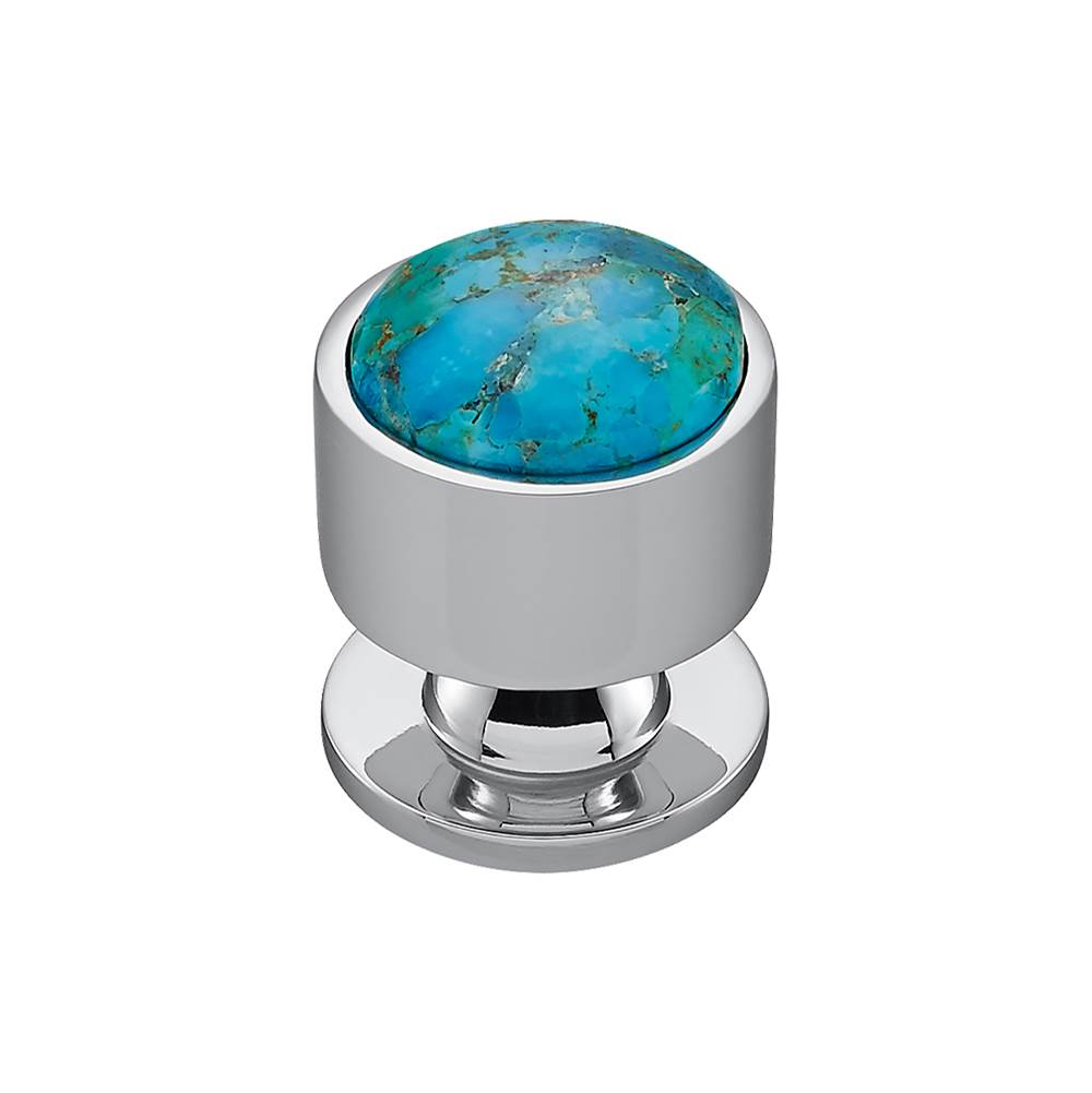 Vesta - FireSky Mohave Turquoise Knob 1 1/8 Inch Polished Chrome Base - Polished Chrome