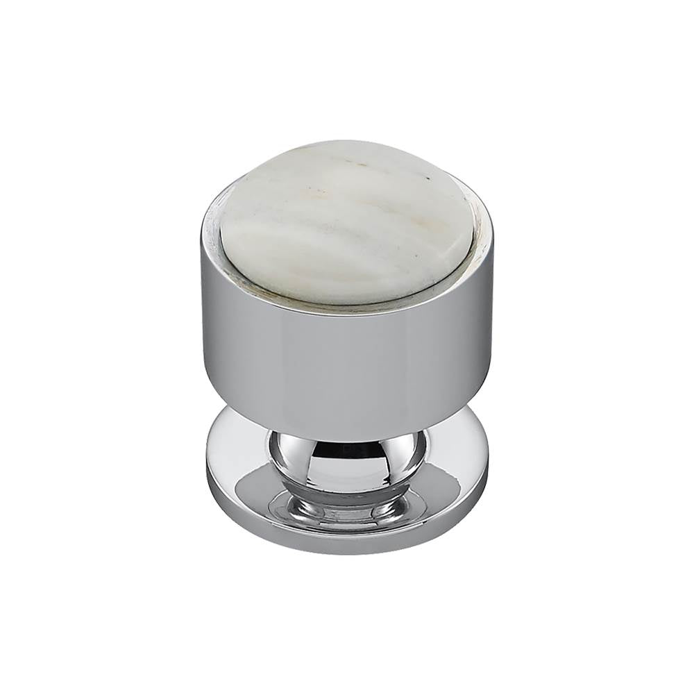 Vesta - FireSky Calacatta Gold Knob 1 1/8 Inch Polished Chrome Base - Polished Chrome
