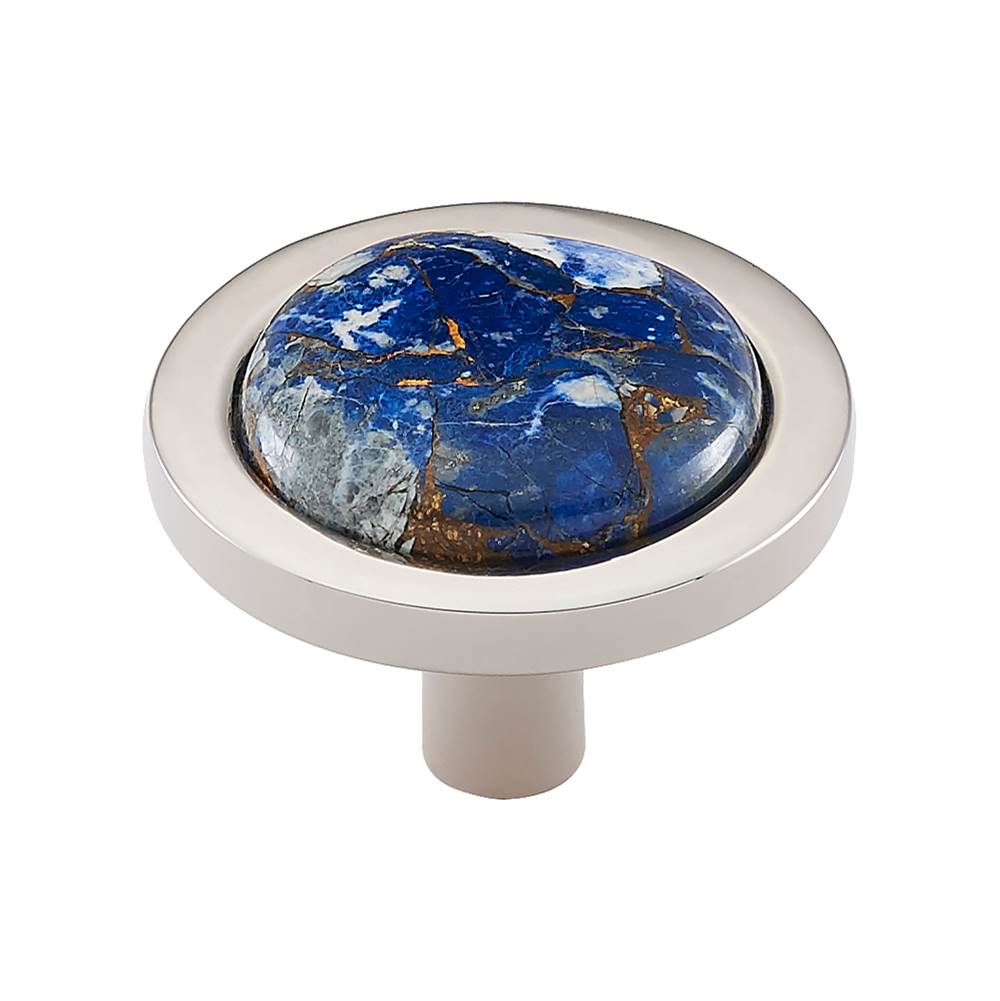 Vesta - FireSky Mohave Lapis Knob 1 9/16 Inch Polished Nickel Base - Polished Nickel