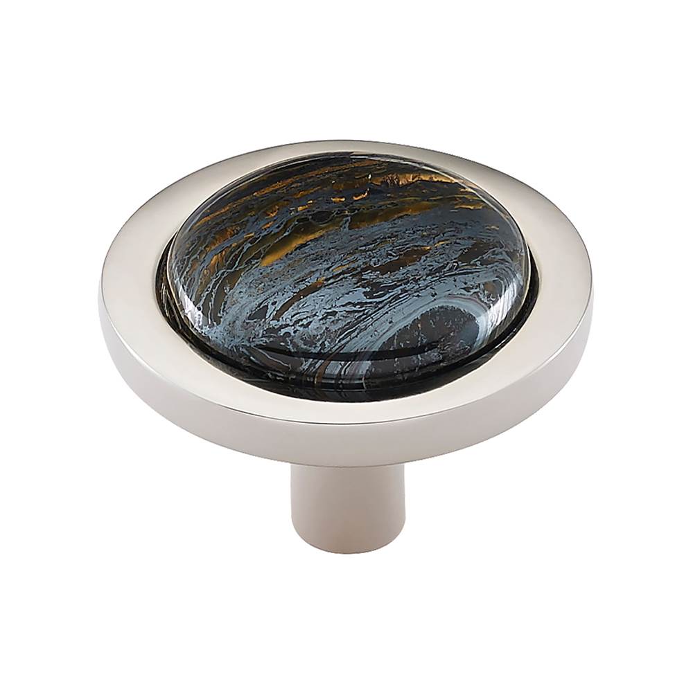 Vesta - FireSky Iron Tiger Eye Knob 1 9/16 Inch Polished Nickel Base - Polished Nickel