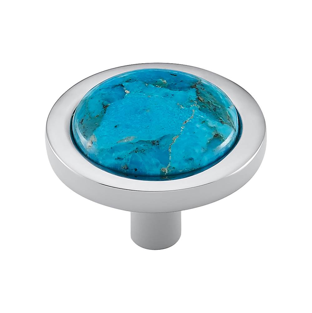 Vesta - FireSky Mohave Turquoise Knob 1 9/16 Inch Polished Chrome Base - Polished Chrome