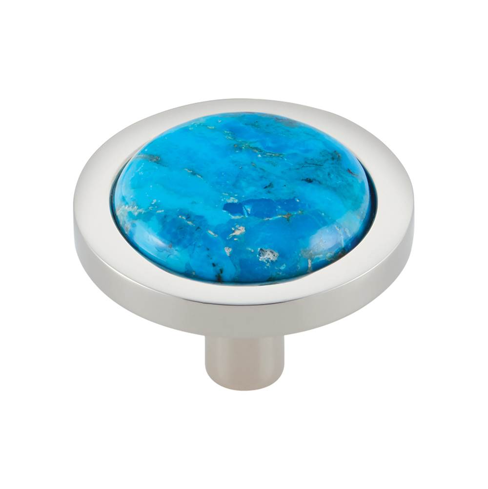 Vesta - FireSky Mohave Turquoise Knob 1 9/16 Inch Polished Nickel Base - Polished Nickel