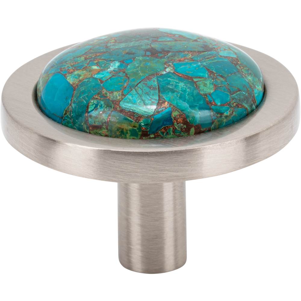 Vesta - FireSky Mohave Blue Knob 1 9/16 Inch Brushed Satin Nickel Base - Brushed Satin Nickel