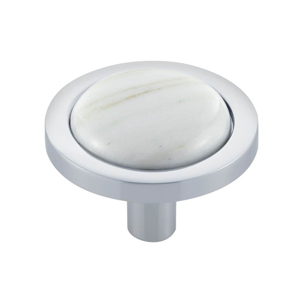 Vesta - FireSky Calacatta Gold Knob 1 9/16 Inch Polished Chrome Base - Polished Chrome