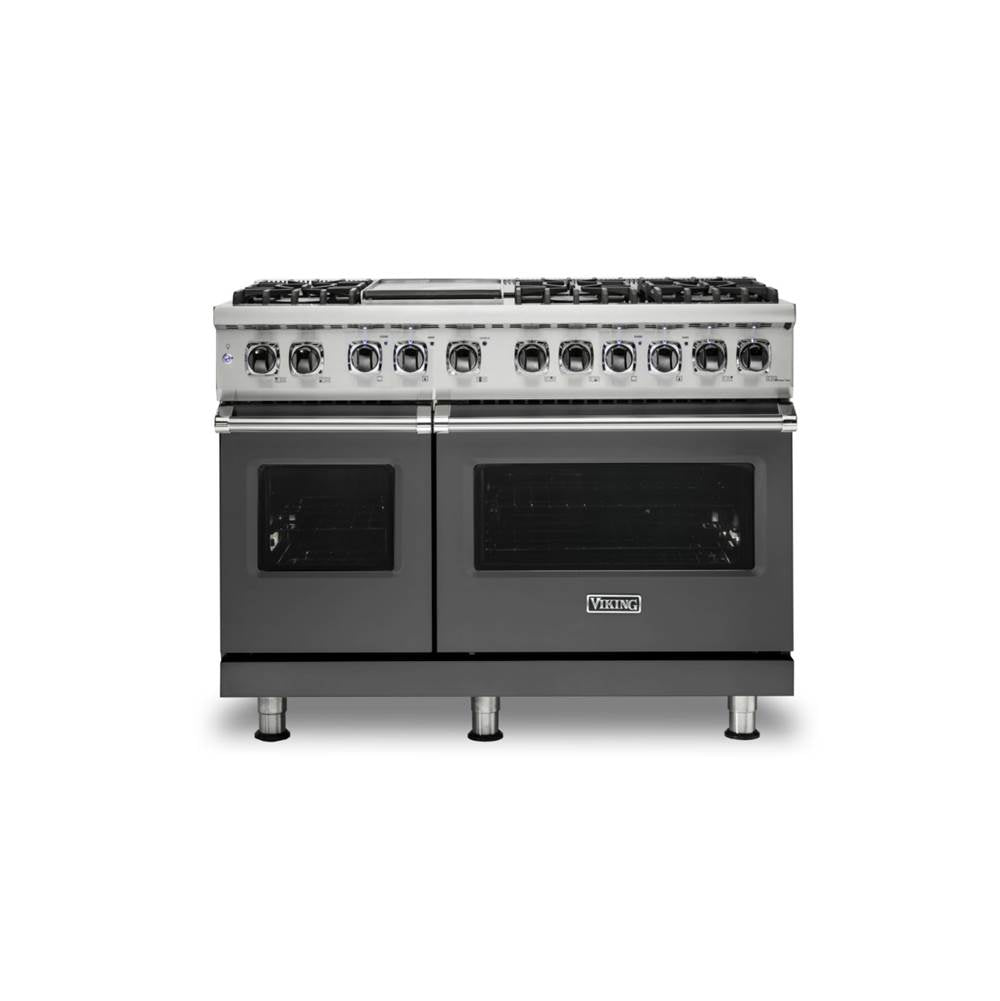 Viking - 48''W./24''D. Dual Fuel Self-Clean Sealed Burner Range-6 Burners/Griddle-Damascus Grey-LP - Damascus Grey