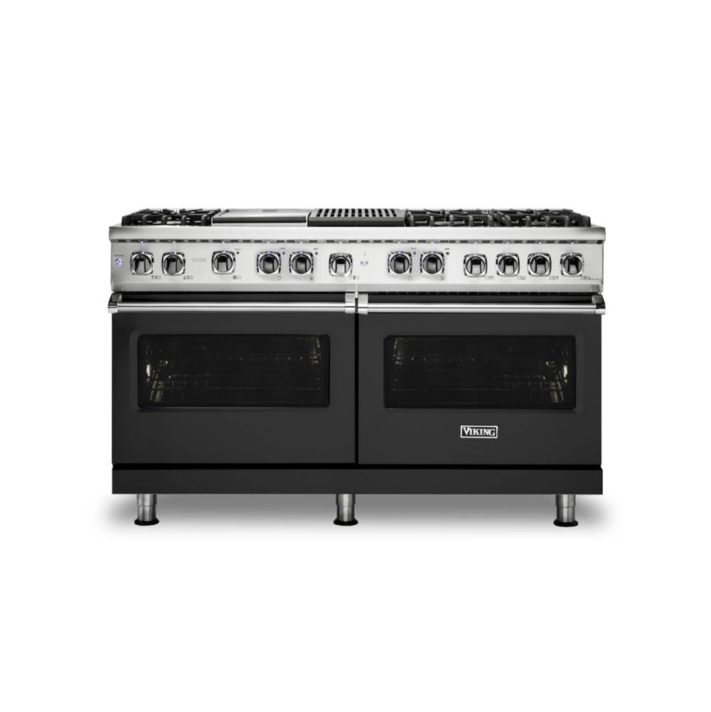 Viking - 60''W./24''D. Dual Fuel Self-Clean Sealed Burner Range-6 Burners/Griddle&Grill-Cast Black - Cast Black