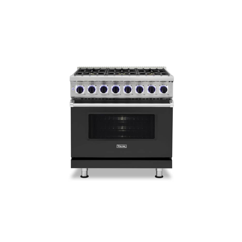 Viking - 36''W./24''D. Dual Fuel Sealed Burner Range-6 Burners-Cast Black - Cast Black