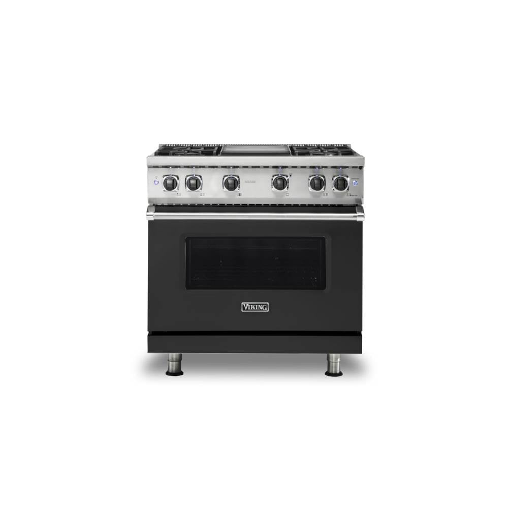 Viking - 36''W./24''D. Gas Sealed Burner Range-4 Burners/Griddle-Cast Black - Cast Black