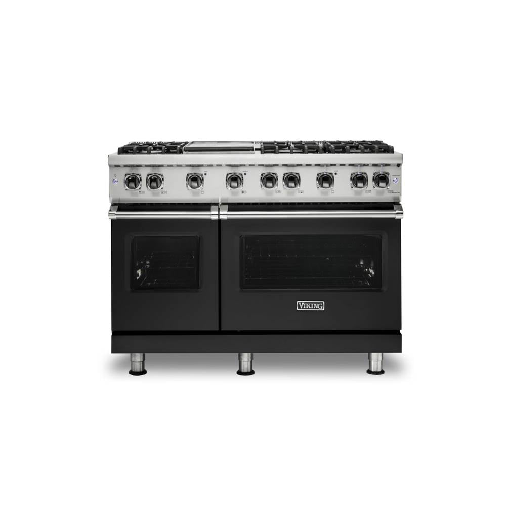 Viking - 48''W./24''D. Gas Sealed Burner Range-6 Burners/Griddle-Cast Black-LP - Cast Black