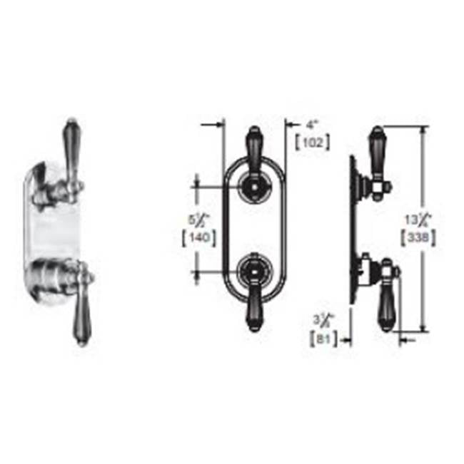 Vissoni - 1/2'' Thermostatic Trim w/1-Way Volume Control - Uses TH-9010 valve - Polished Chrome