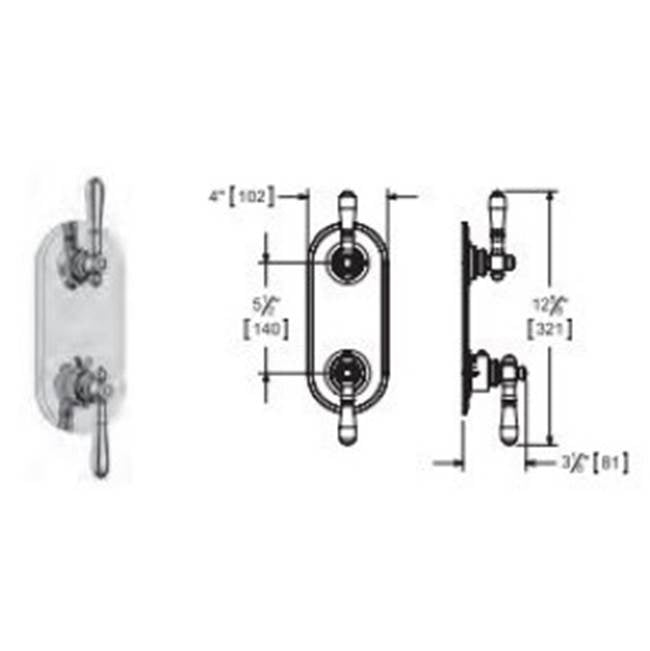 Vissoni - 1/2'' Thermostatic Trim w/1-way Volume Control - Uses TH-9010 valve - Polished Chrome