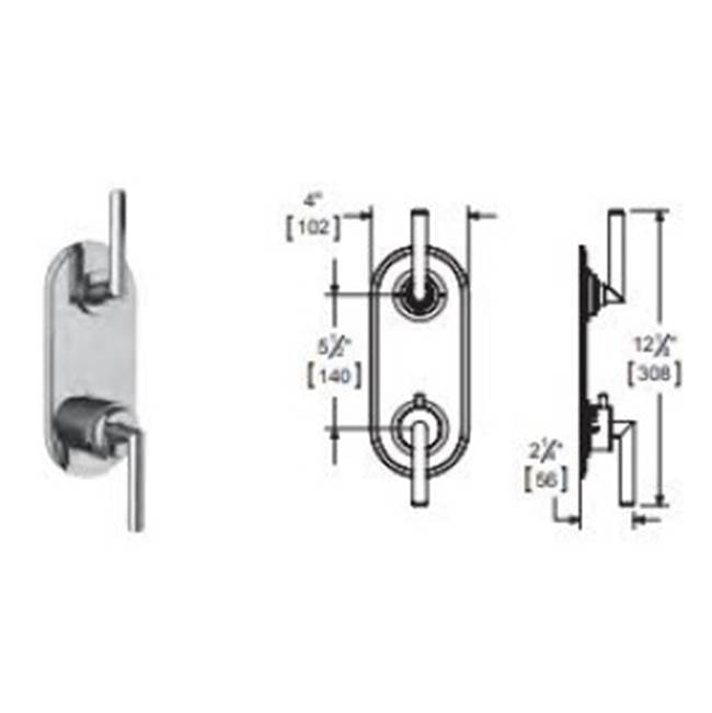 Vissoni - 1/2'' Thermostatic Trim w/1-Way Volume Confrol - Uses TH-9010 valve - Polished Chrome