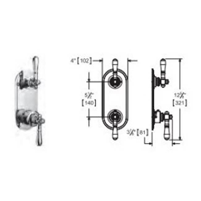 Vissoni - 1/2'' Thermostatis Trim w/1-Way Volume Control - Uses TH-9010 valve - Polished Chrome