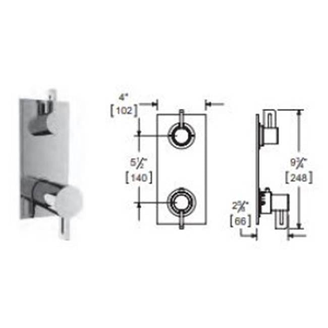 Vissoni - 1/2'' Thermostatic Trim w/1-Way Volume Control - Uses TH-9010 valve - Polished Chrome