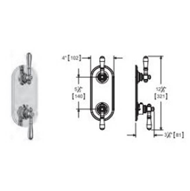 Vissoni - 1/2'' Thermostatic Trim w/2-way Diverter (shared) - Uses TH9212 valve - Polished Chrome