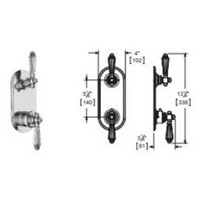 Vissoni - 1/2'' Thermostatic Trim w/2-Way Diverter (shared) - Uses TH-9212 valve - Polished Chrome
