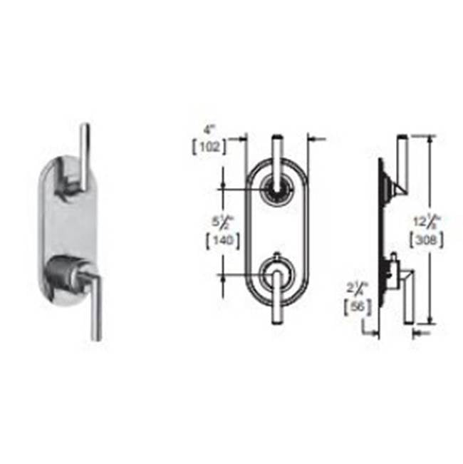 Vissoni - 1/2'' Thermostatic Trim w/2-Way Diverter (shared) - Uses TH-9212 valve - Roman Bronze