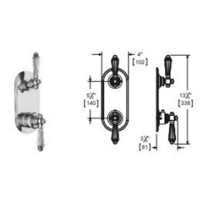 Vissoni - 1/2'' Thermostatic Trim w/2-Way Diverter (shared) - Uses TH-9212 valve - Roman Bronze