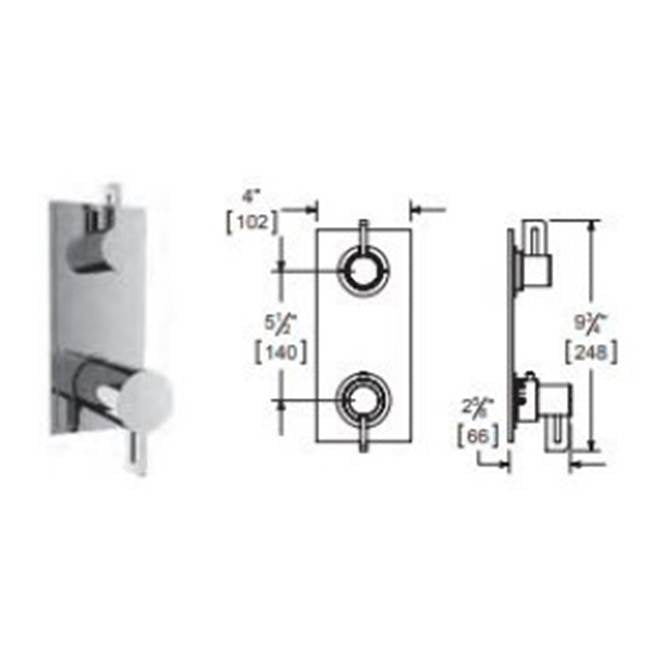 Vissoni - 1/2'' Thermostatic Trim w/2-Way Diverter (shared) - Uses TH-9212 valve - Roman Bronze