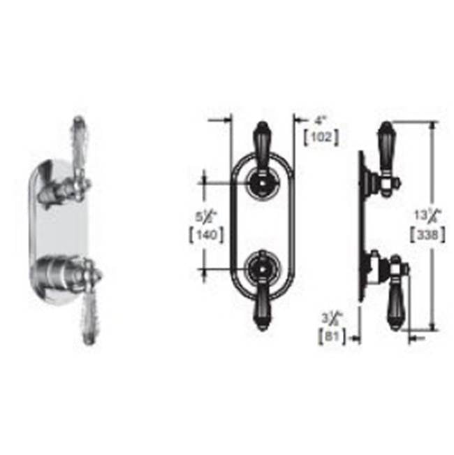 Vissoni - 1/2'' Thermostatic Trim w/2-Way Diverter (non-shared) - Uses TH-9210 valve - Roman Bronze