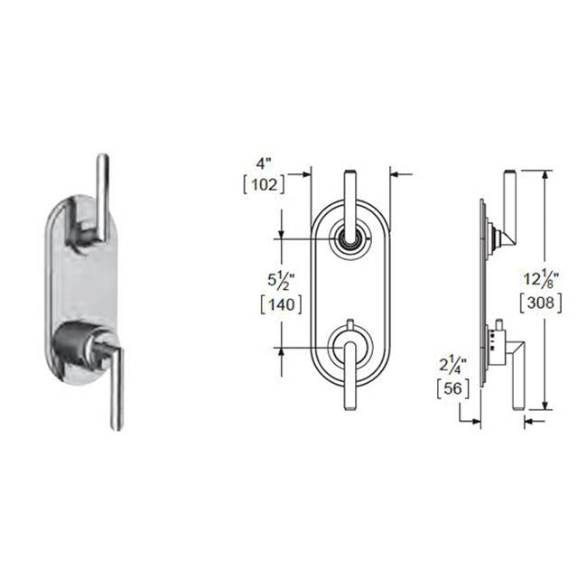 Vissoni - 1/2'' Thermostatic Trim w/3-Way Diverter (shared) - Uses TH-9313 valve - Roman Bronze