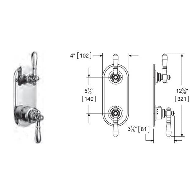 Vissoni - 1/2'' Thermostatic Trim w/3-Way Diverter (shared) - Uses TH-9313 valve - Roman Bronze