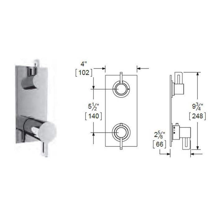 Vissoni - 1/2'' Thermostatic Trim w/3-Way Diverter (non-shared) - Uses TH-9310 valve - Roman Bronze