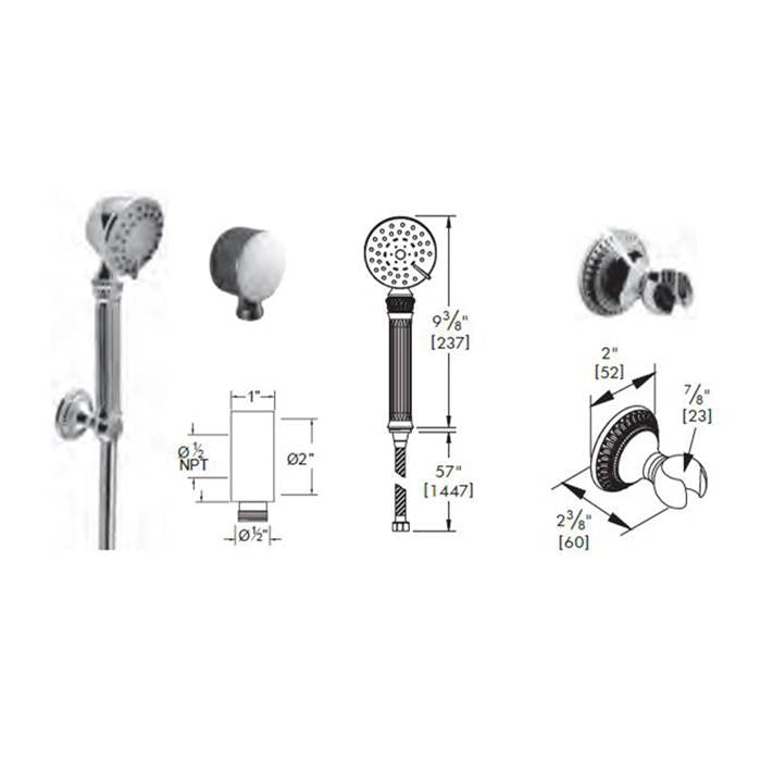 Vissoni - Multifunction Hand Shower Set w/Bracket, Supply Elbow, and Hose - Roman Bronze