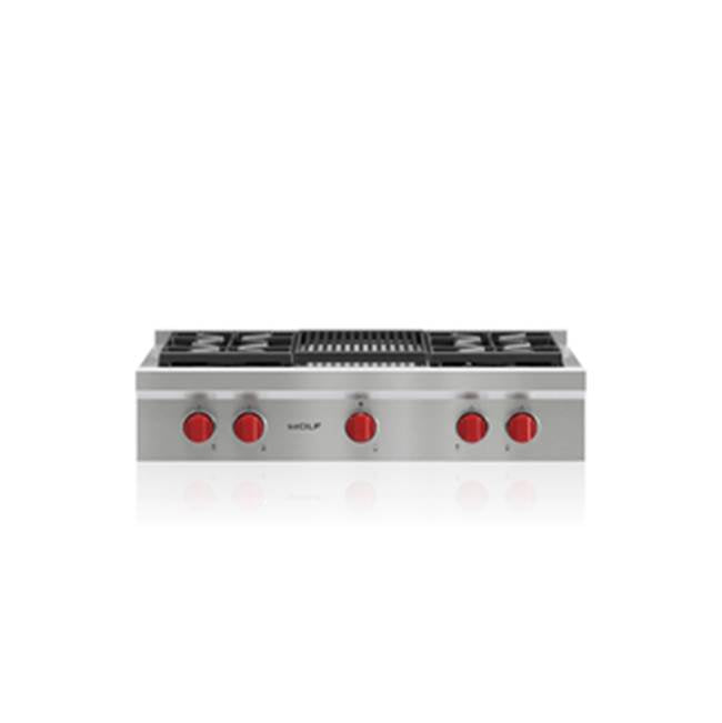 Wolf - 36'' Sealed Burner Rangetop, 4 Burner, Charbroiler, Lp - No Finish Group