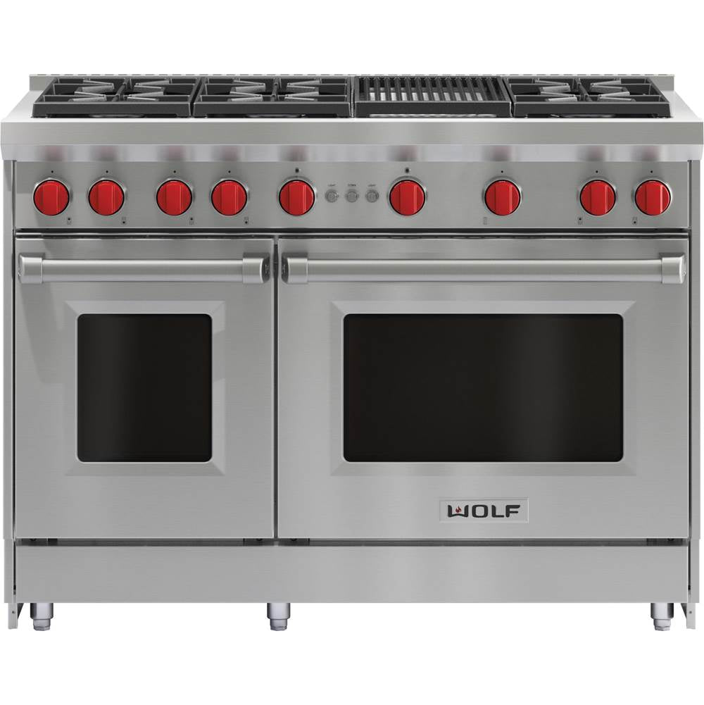 Wolf - 48'' Gas Range, 6 Burner, Charbroiler, Ng - No Finish Group